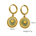 Bohemian gold stainless steel earrings with green natural stone and star pendant - Amazonite