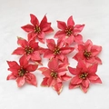 Set mit 8 roten künstlichen Weihnachtssternen mit goldenem Glitzer für Weihnachtsdeko - Rot