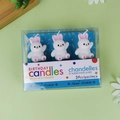 Set of three cute white rabbit-shaped birthday candles in transparent packaging - Pink Ear Bunny Candle