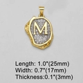 18k vergoldeter Buchstabe M Anhänger mit Zirkonia, 25x17x3mm Größenvariante - M