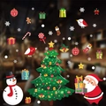 Christmas window stickers featuring Santa, snowman, and reindeer for holiday decoration - Vector Cartoon Gifts & Birds Style (SR-6)