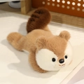 Plush squirrel toy with soft light brown fur and fluffy tail in a lying position - Beaver Prone Style / 20cm