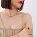 Conjunto de joyas con collar asimétrico bañado en oro de 18K y cierre OT - 40CM / Dorado