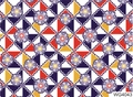 Nail art transfer sticker featuring geometric red and blue triangles with daisy patterns - WG4043