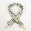 Adjustable geometric woven strap for crossbody bags in grey-green and beige with gold hardware - Beige Webbing with Gold Buckle