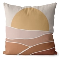 Minimalist cream landscape pillowcase with earth tone abstract sunset design for sofa decor - Earth Tone-Sunset Hills