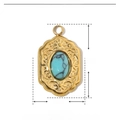 Macro view of 16mm x 9mm oval green natural stone pendant with gold stainless steel frame - YE159-Green Oval Stone