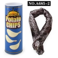 Blue potato chips can prank toy with a realistic long spring snake jumping out - Blue Golden Chips Can (A685-2)