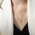 18K gold plated octagon gear pendant necklace on a delicate O-chain for women - Gold (50+5cm)