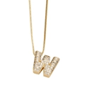 Vergoldete Buchstabe W Halskette mit Pavé-Zirkonia und feiner Box-Kette für Damen - Buchstabe W / Gold
