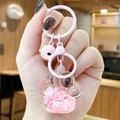 Cute pink cat paw liquid quicksand keychain with bell and floating white letters - Small Cat Claw Letter - Pink