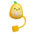 3D cartoon yellow lemon silicone dust cap for 10mm drinking straw accessory - Yellow Lemon Style (2)