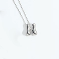 Polished silver balloon style letter N pendant necklace with 3D inflated bubble effect - Letter N
