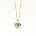Collana a cuore MOM dorata con una pietra portafortuna blu sfaccettata e catena d'oro - Marzo Acquamarina (Oro)