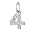 Sparkling silver stainless steel number 4 pendant with zircons for DIY jewelry - Number 4(ZP39295) / Steel