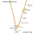 PVD gold plated stainless steel necklace with zircon letter F pendant and heart charm - Letter F Necklace (RP001) / Gold