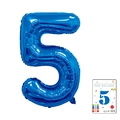 Deep blue 40 inch number 5 foil balloon with metallic finish for party decoration - 40-inch Blue 5-piece Cardboard Box