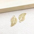 Hollow gold leaf charms in KC gold finish for DIY jewelry making and pendants - 1pc Leaf Charm