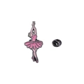 Pin esmaltado de bailarina de ballet rosa con bordes negros y cierre de mariposa metal - Estilo de Falda de Baile Rosa (C2637-3)