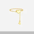 Minimalist S925 sterling silver chain ring with hanging heart pendant in gold finish - 18K Gold (Adjustable)