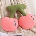 Soft pink cherry plush U-shaped travel pillow with cute embroidery and green leaf - Pink