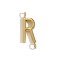 18K gold plated stainless steel letter R pendant with dual connector rings - Letter R / Gold