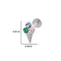 F136 Titan-Ohrstecker in Eisform mit blauen, grünen und rosa Zirkoniasteinen - 2# Eiscreme-Design (Silber)