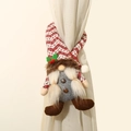 Sujetacortinas navideño con gnomo de peluche, gorro rojo de punto y barba blanca - Estilo de Rayas Rojas