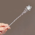 Silver star hair pin with opal moonstone tassels and metallic celestial accents - Dreamy Liquid Star - Silver