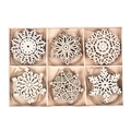 Set di fiocchi di neve di Natale in legno fai-da-te con corda di iuta e scatola - Stile A