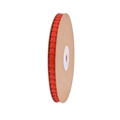 Macro view of red heart-shaped ribbon roll on kraft paper spool for gift wrapping - 8mm/20m / Red