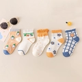 Five pairs of cotton baby socks with floral strawberry patterns and lace trim - Strawberry Mesh (Assorted)