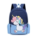 Blue kids school bag featuring a cute cartoon unicorn and mesh side pocket - Unicorn Sky Blue