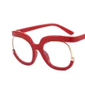 Montatura per occhiali cat-eye oversize rosso vivo con lenti trasparenti anti luce blu - Rosso Brillante Lente Trasparente