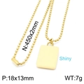 Collar minimalista de cadena de bolas bañado en oro 18K con colgante rectangular - Dorado