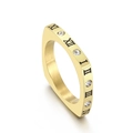 Quadratischer Ring aus gebürstetem Gold mit römischen Ziffern und Zirkonia-Steinen - US 6 / Gold Quadratisch Römische Ziffern Eingelegter Stil (KR103550-GC)