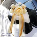 Champagne Austin rose car door handle flower decoration with ribbons 15x36cm - Champagne Gold