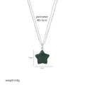 Detail of star-shaped malachite pendant with silver chain showing size and dimensions - Star Necklace (A2-06)