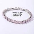 Dettaglio lunghezza 19,5 cm e peso 12,0 g del bracciale con zirconi rosa e metallo - Base Argento Pietra Rosa