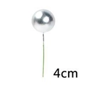 Décoration de gâteau boule argentée de 4cm avec tige pour décoration de fête - 4CM de diamètre / Argent