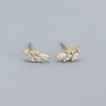 Elegant 925 sterling silver flower earrings with marquise crystals in gold finish - Gold