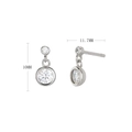 Primer plano de pendientes de plata S925 con doble circonita y medidas de 10mm de altura - Plata 925 / Plata 925 chapada en oro blanco