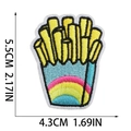 Detailed size measurement showing a 5.5cm tall French fries embroidered patch with dimensions - French Fries Style (X15SD-095-05)