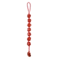 Detailed view of handmade chakra stone hanging ornament with red woven rope and tassels - Red Jasper