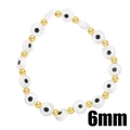 Vintage Turkish Evil Eye beaded bracelet with 6mm white beads and gold metal spacers - Clear