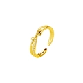 Minimalist adjustable gold crossover ring featuring elegant micro-pave white zircon stones - G072 Cross Branch Style / Gold