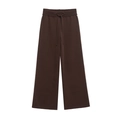 Conjunto casual de mujer marrón oscuro con top de solapa y pantalones anchos de rayas - S / Pants