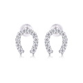 Elegant S925 silver horseshoe earrings with sparkling pave-set moissanite stones - E13153-Horseshoe Pavé with GRA Certificate