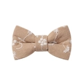 Handmade burlap bow hair clip for girls with delicate white flower embroidery in beige - Camel Embroidered Style (8)