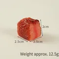 Realistic beef cube food model keychain with detailed meat fiber texture in reddish brown - Small Beef Cube - No Hook